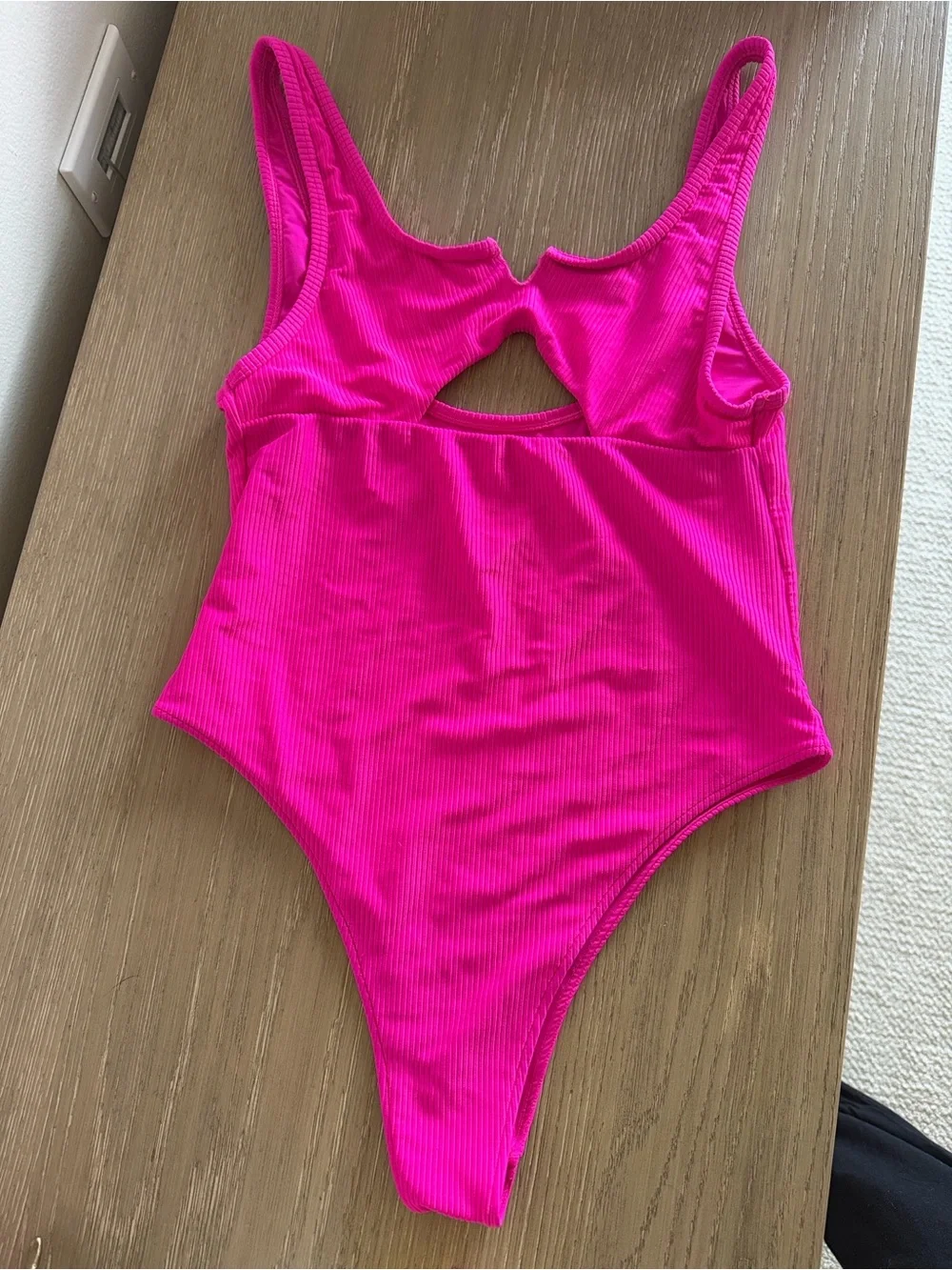 Frankie’s Bikinis- Hot Pink Ribbed Cody One-Piece Swimsuit with cutouts